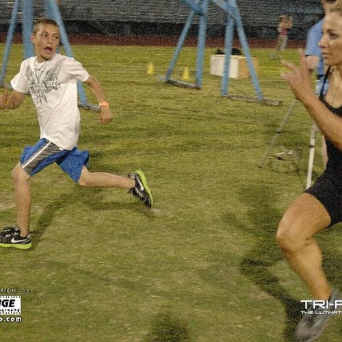 Lisa Thomas in her Tri-Fitness Challenge race with