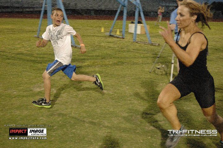 Lisa Thomas in her Tri-Fitness Challenge race with