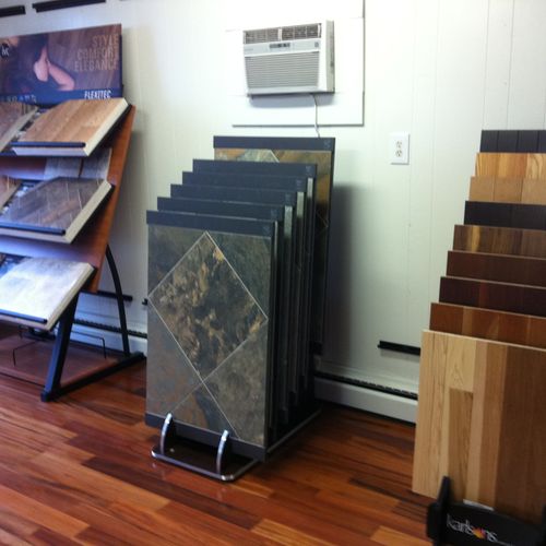 Tile, Vinyl, Hardwood dispalys in our Showroom