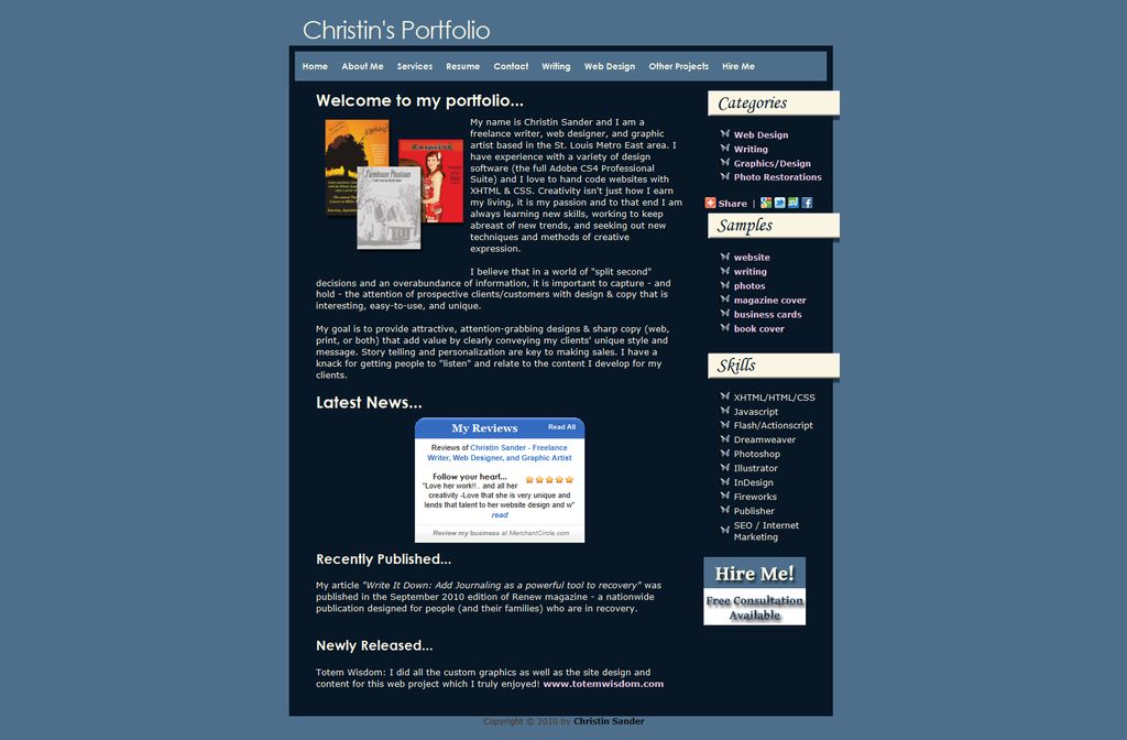 A view of my online portfolio