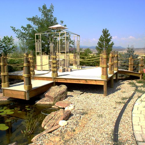 custom deck for a water feature