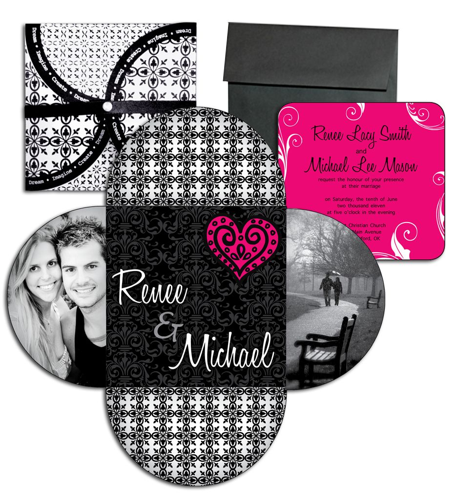 Folding flower wedding invitation with rounded cor