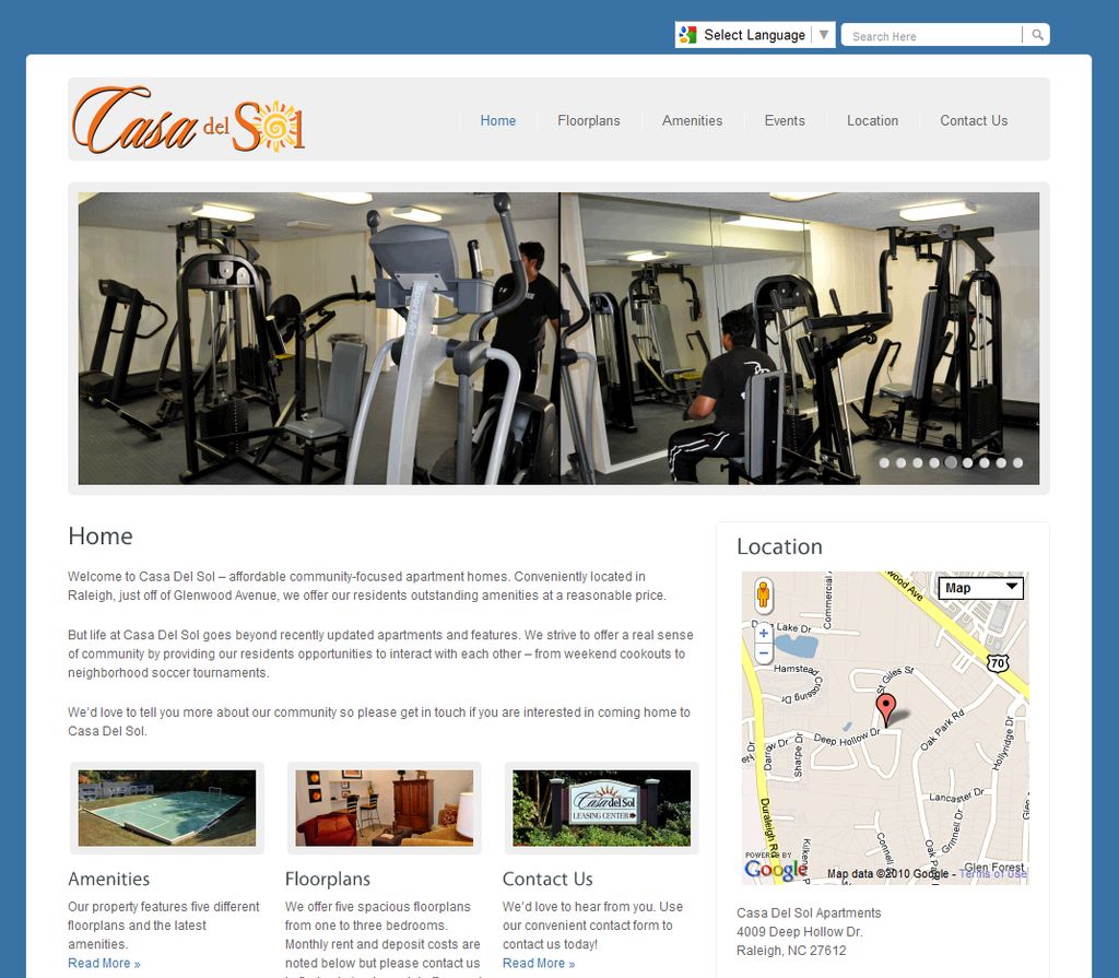 This apartment complex website features site plans