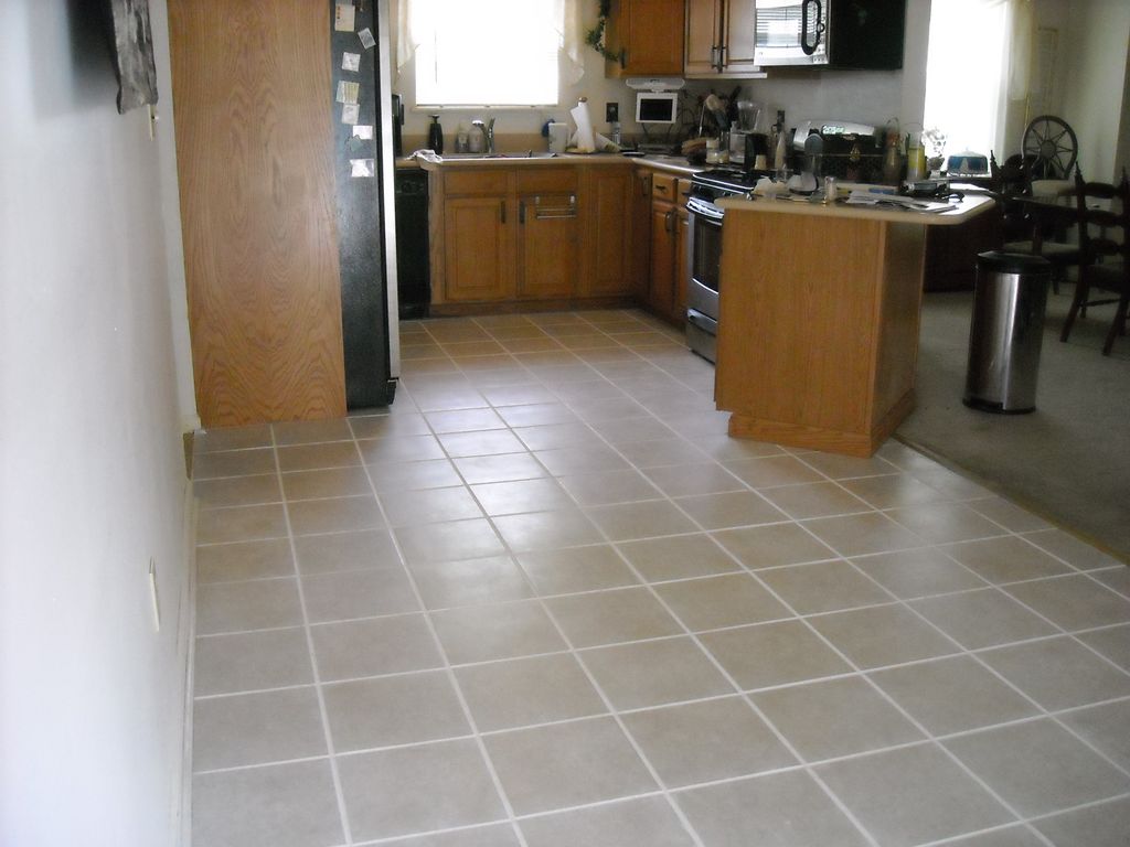 Installed ceramic tile.