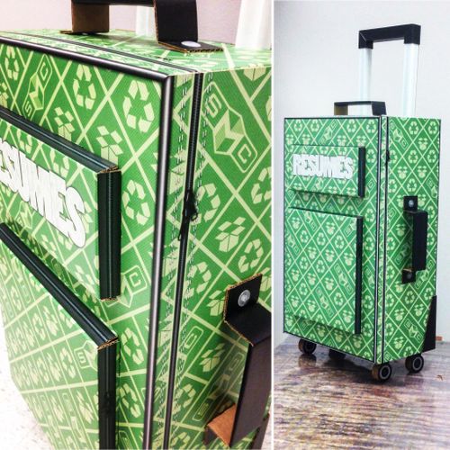 Digitally printed, corrugated suitcase meant for r