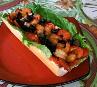 Award winning Shrimp & Chourico Po Boy Sandwich