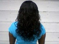 Micro-link extensions on African-American hair.