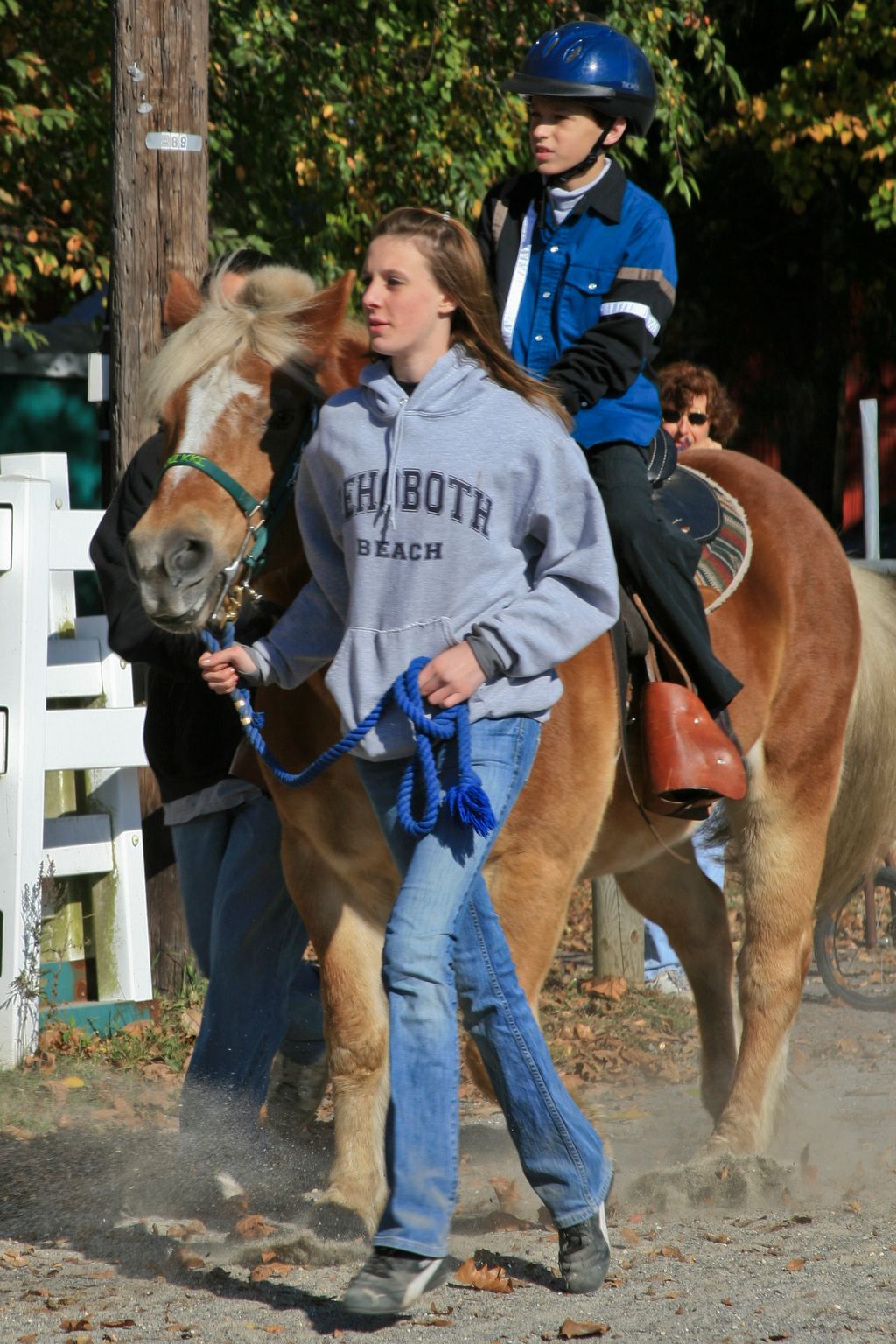 Volunteer leading Nikki.