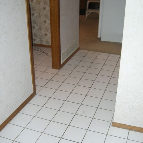 Old white tile floor before