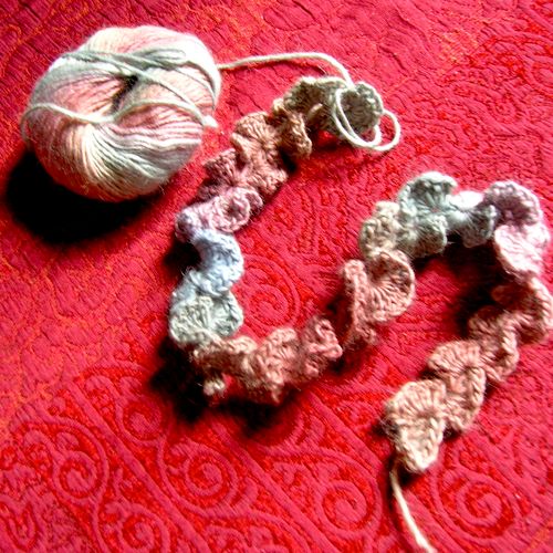 Crocheted Frilly Leaves Scarf