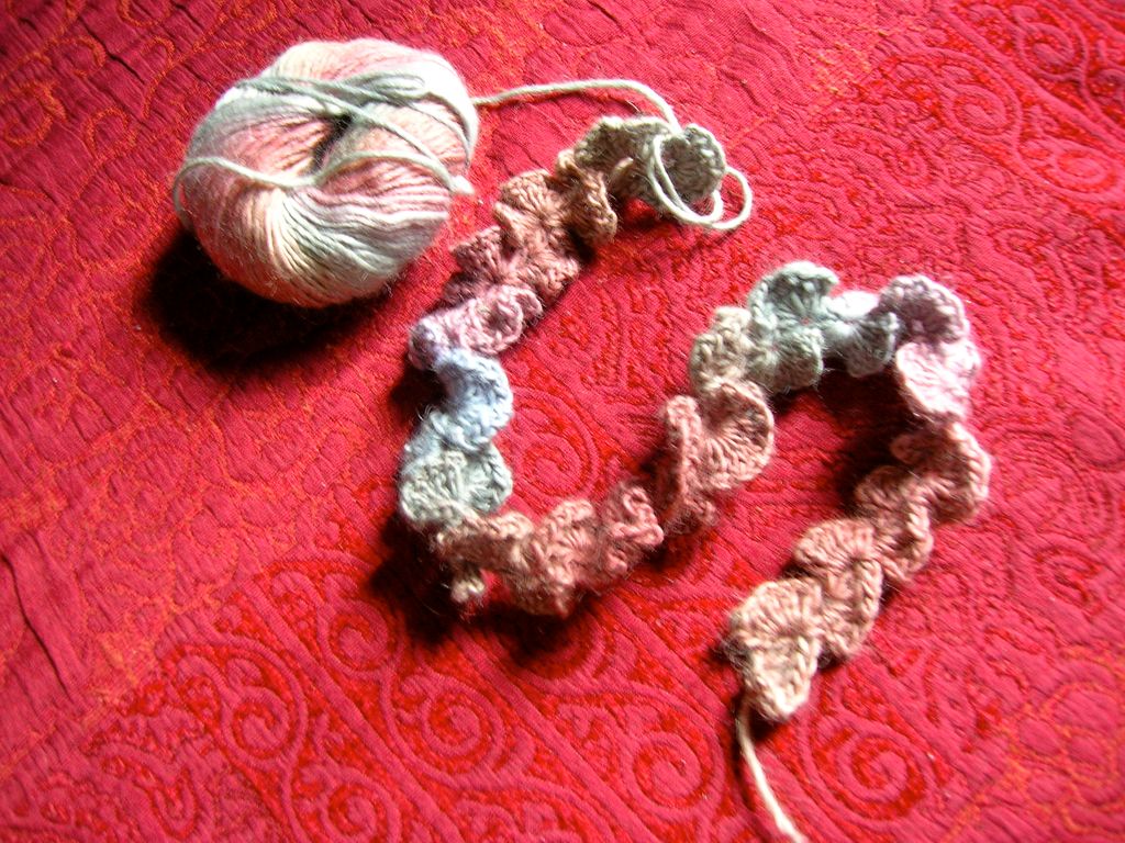 Crocheted Frilly Leaves Scarf