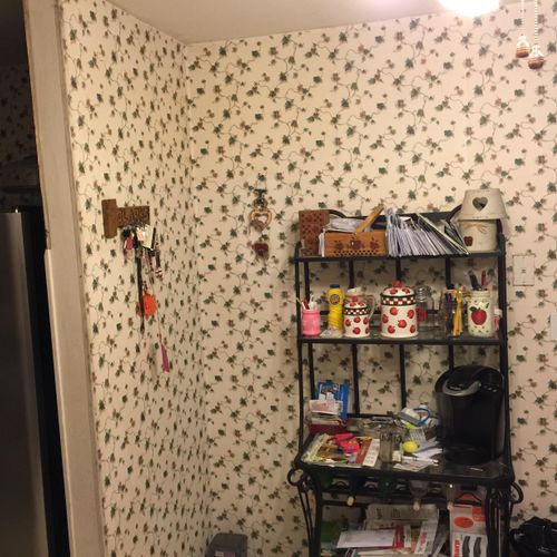 Taking walk out and removing wallpaper 