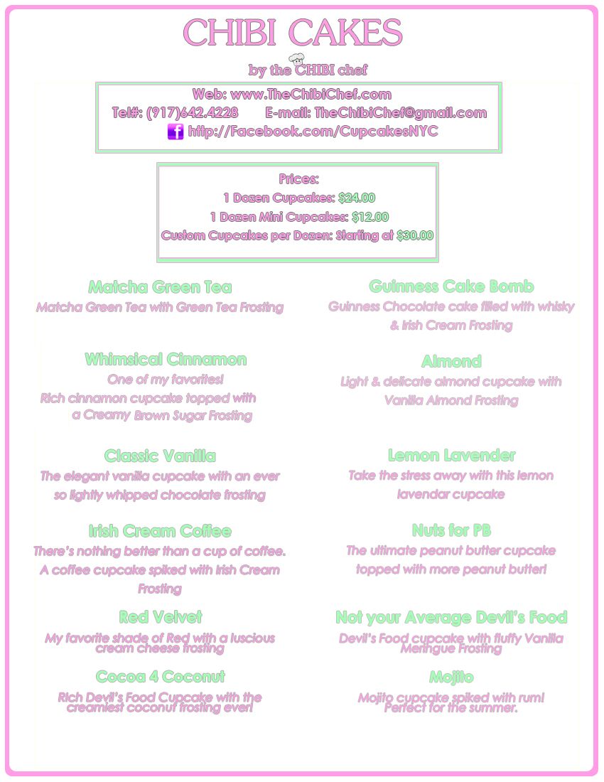 Here is my menu that you can order from!