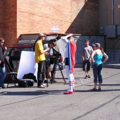 production photo from Superhero Clean commercial