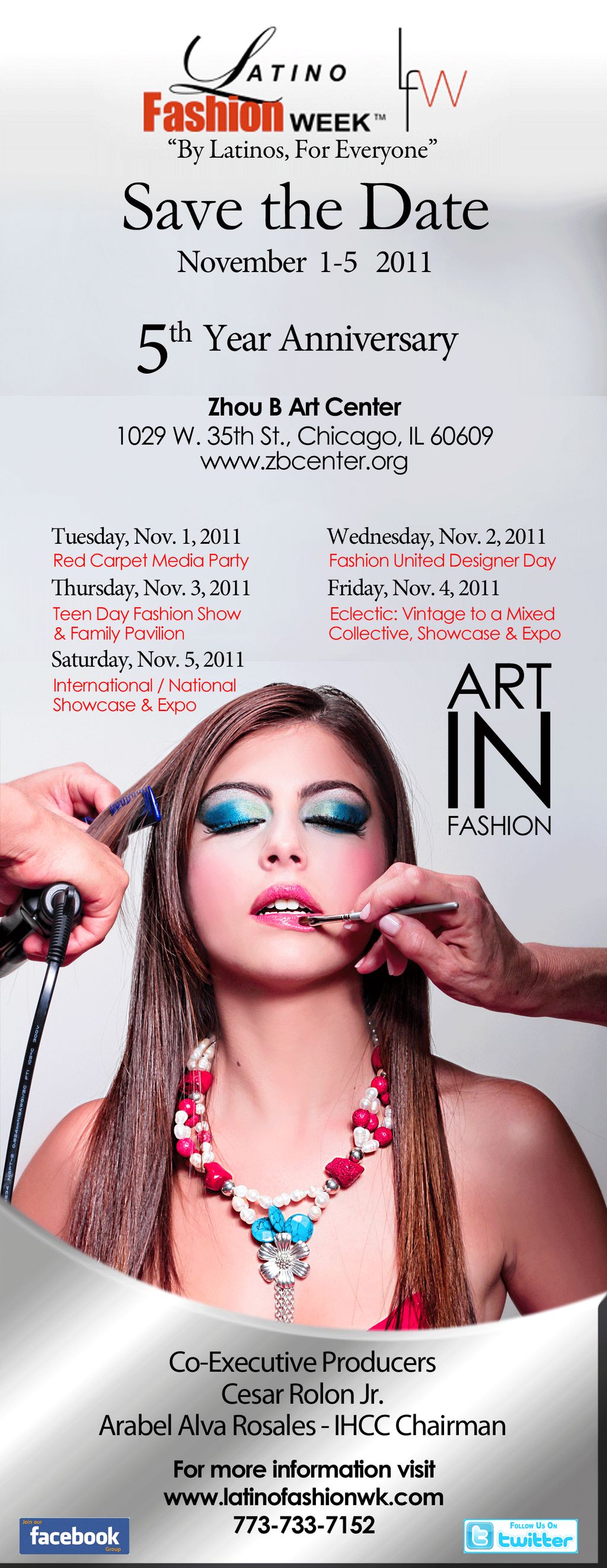 Poster for Latino Fashion Week, 2011, Makeup by Ji