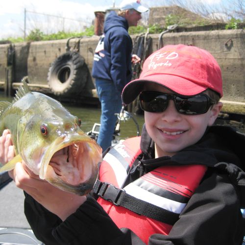 Aiden with a nice Delaware River largemouth taken 