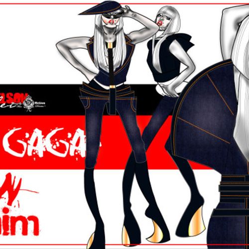 Lady Gaga Premium dk denim  fashion illustrations