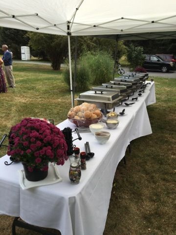 Buffet at an outdoor wedding