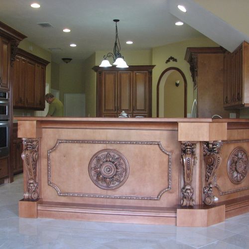 This is a large kitchen for a custom home.  Cabine