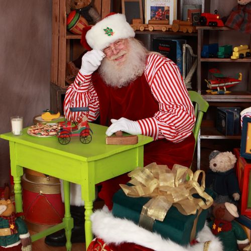 Santa at his work table