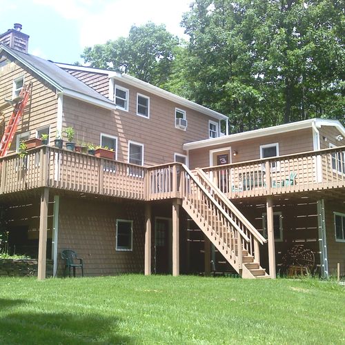 recent two story add, with wrap around deck. all n