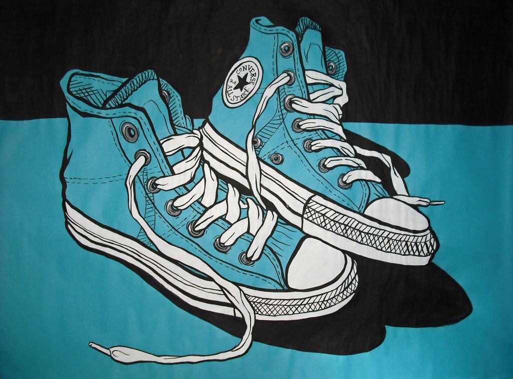 India ink and paint on aqua paper