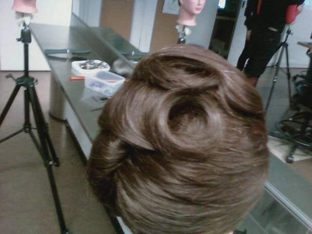 Updo- French Roll with pin curls