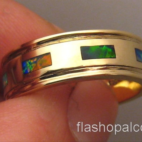 14k Yellow Gold Opal Wedding Ring