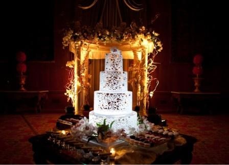 Chuppah of white phalenopsis orchids, roses, hydra