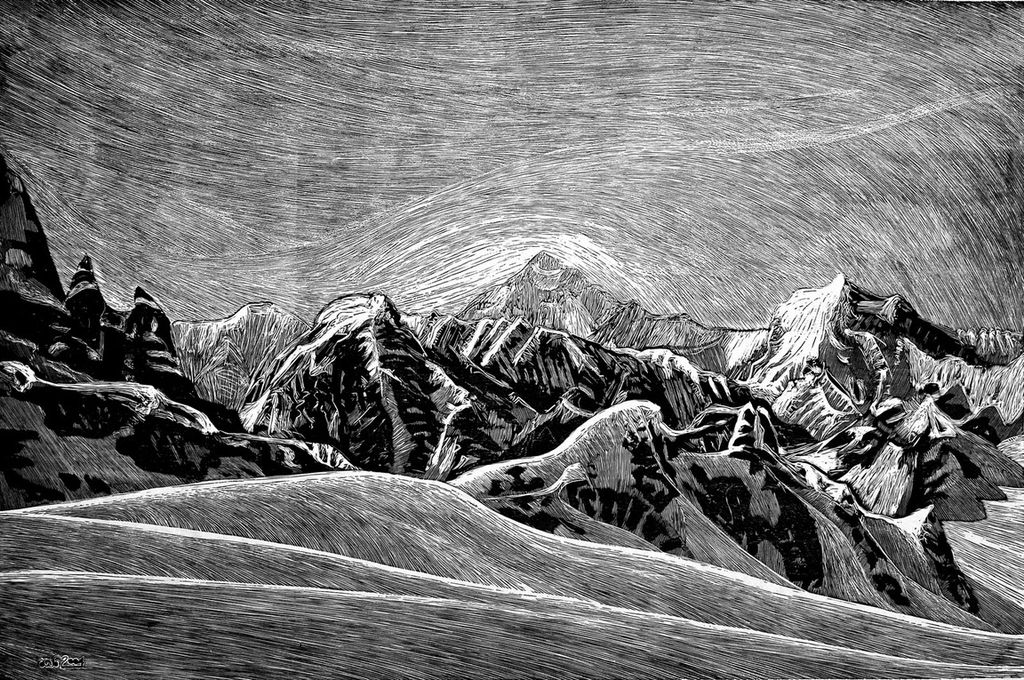 Denali from the Ruth
4' x 3' woodcut