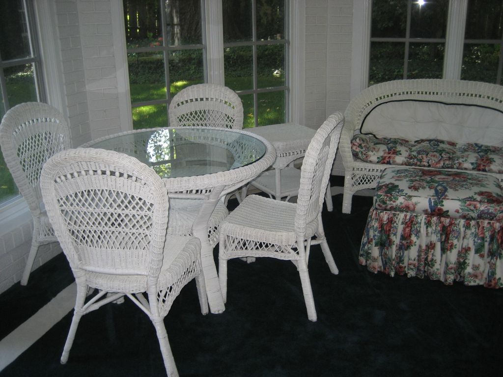 14 piece white wicker set
