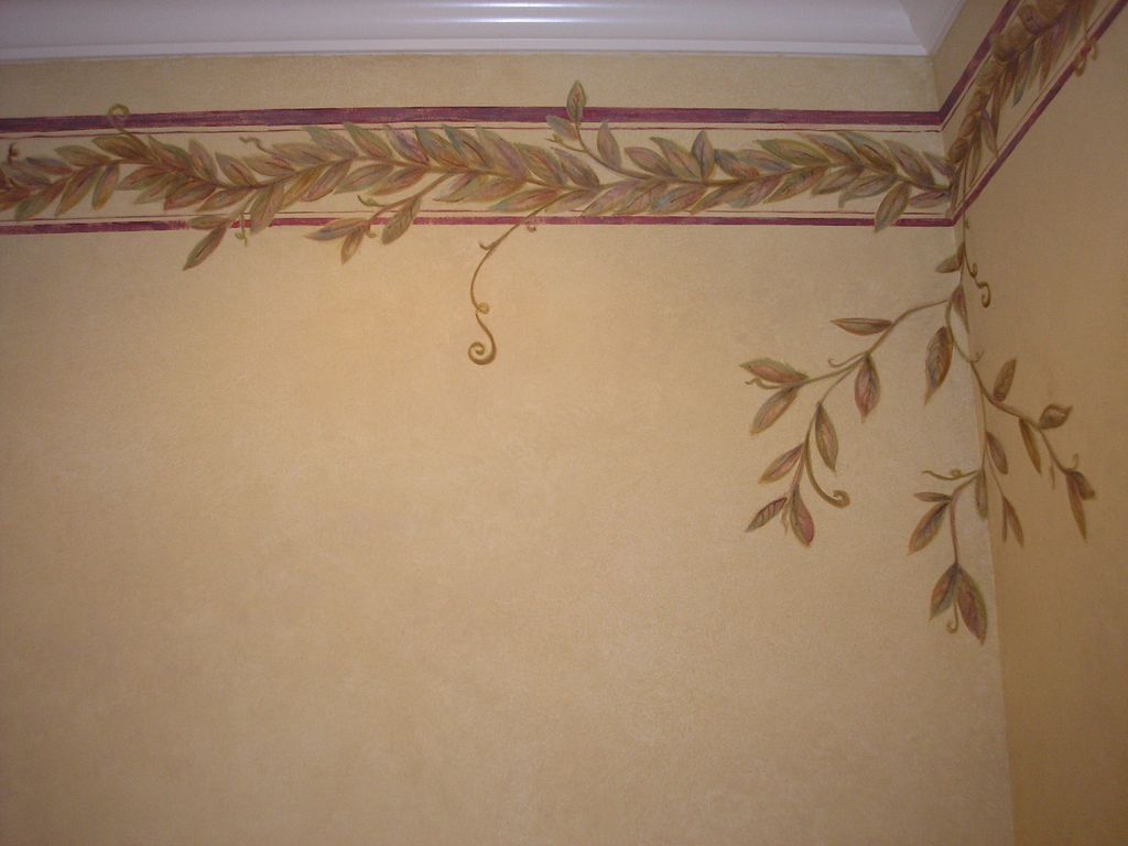custom leaf border on ragging finish