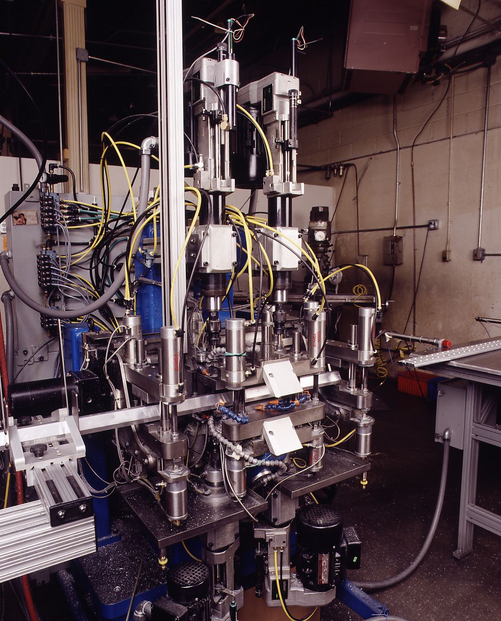 Front view of custom bar drilling machine.