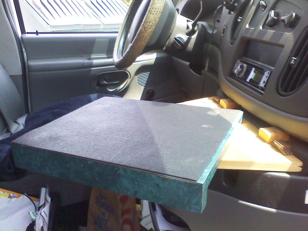 Laptop Stand for a Work Van swivels left or right