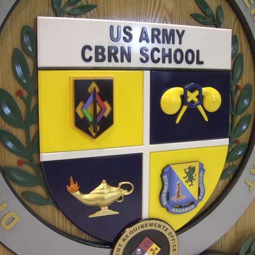 Close up of US Army CBRN sign. All parts of this s
