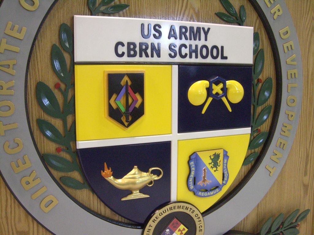 Close up of US Army CBRN sign. All parts of this s