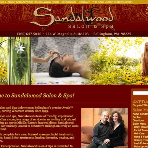 Website Design. Client: Sandalwood Salon and Spa. 