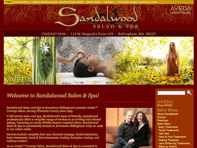 Website Design. Client: Sandalwood Salon and Spa. 