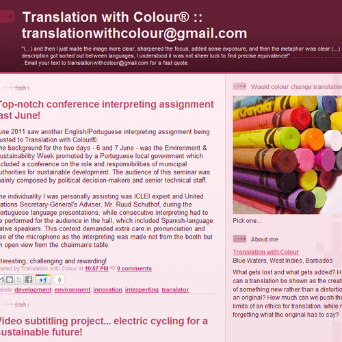 A view of the blog at http://translationwithcolour