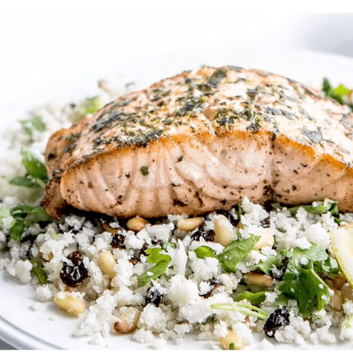 Pan-seared Salmon with Cauliflower Couscous