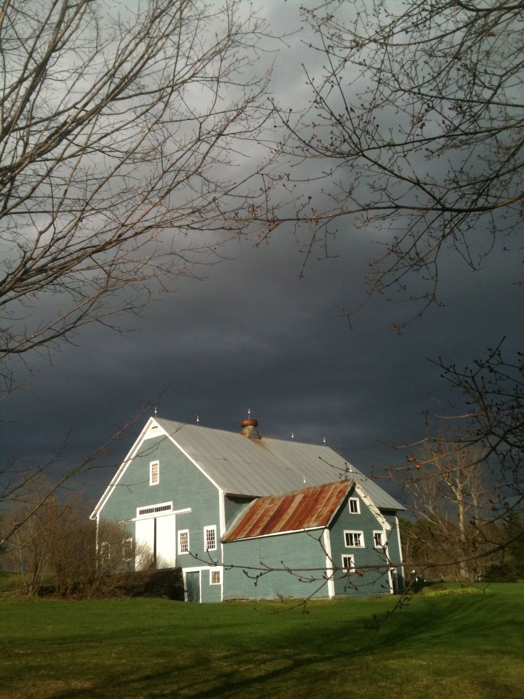 the dramatic Big Blue Barn in Maple Corners