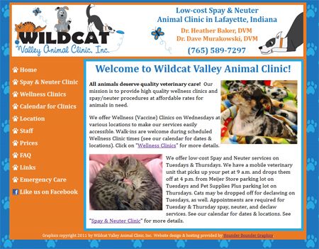 Website http://wildcatvet.com that I created and h