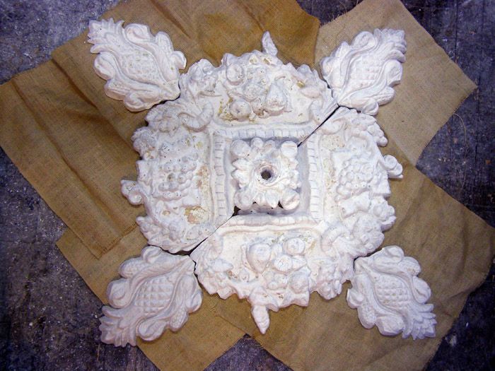 Completed restoration of 7 piece 52" plaster ceili
