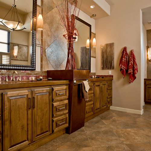 Custom stained concrete vanity and cabinetry