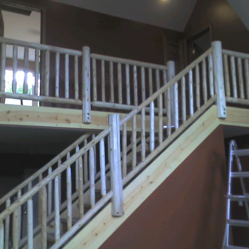 Installation of oak railing systems, rustic, and l