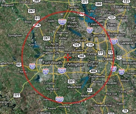 25 mile radius travel area