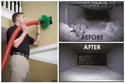 Ducts before and after cleaning