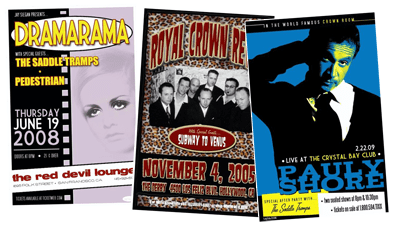 Gig posters for Dramarama, Royal Crown Revue and P