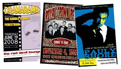 Gig posters for Dramarama, Royal Crown Revue and P