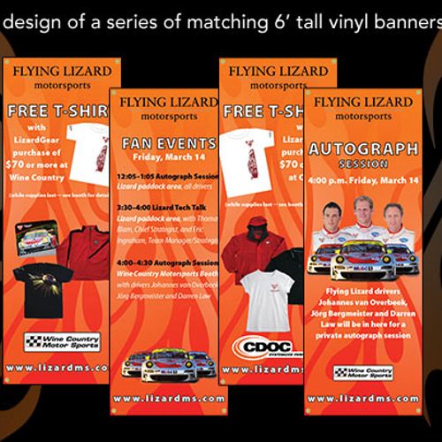 Large scale vinyl banners for a motorsports team